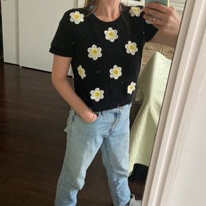 Moon Daisy Nasty Gal cropped sweater t shirt black size medium/ large